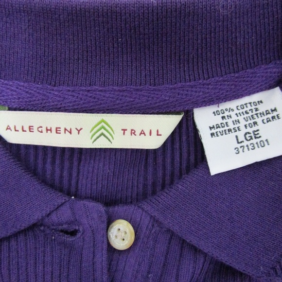 🌟HP🌟 Vintage Long Sleeve Rib Knit Purple Polo - Picture 7 of 7